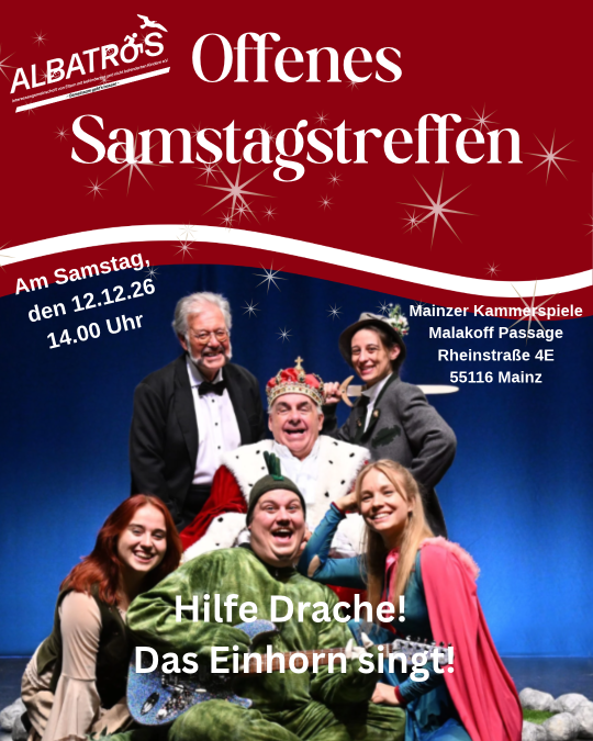 Bekanntmachung des Termins mit einem Foto der Schauspieler der Kammerspiele